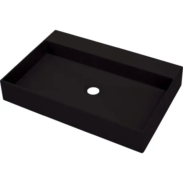 Lavoar pe blat negru mat din compozit 60 cm, dreptunghiular, Deante Correo