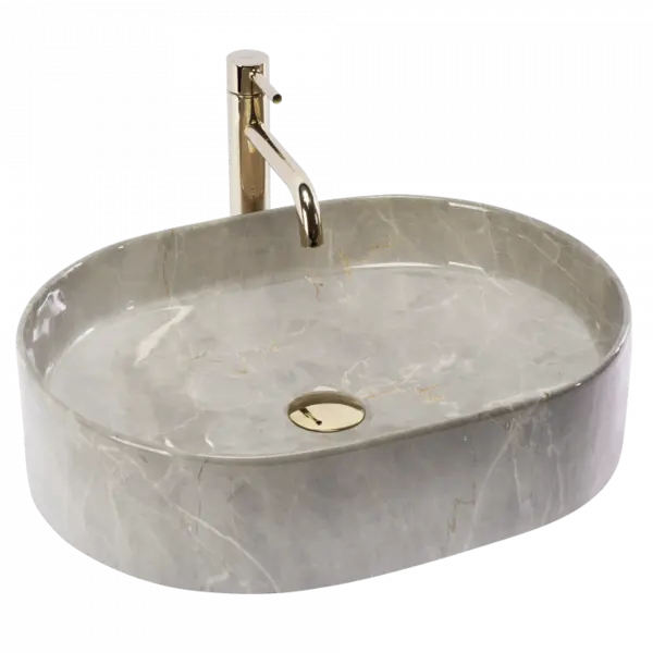 Lavoar pe blat oval, imitatie piatra, 50 cm, Rea Nadia
