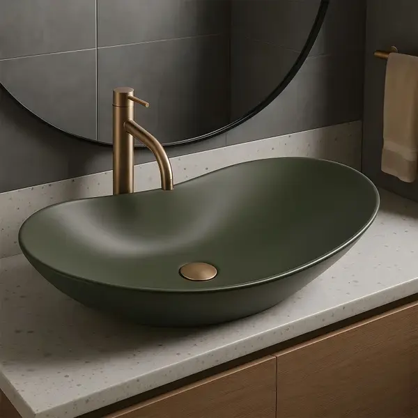 Lavoar pentru blat Rea Royal Olive mat