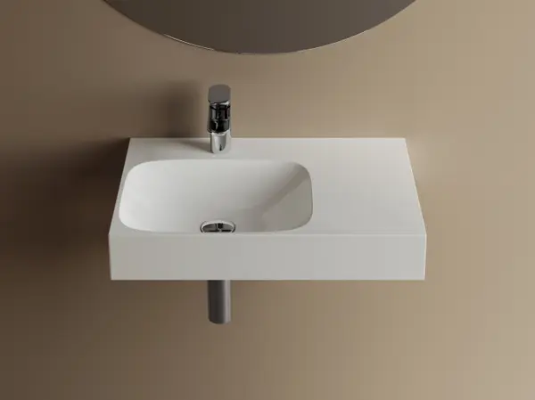Lavoar suspendat, din compozit, 60x40x10.2 cm, alb lucios, Foglia Titan