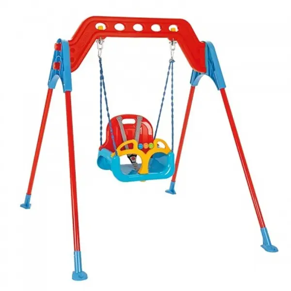 Leagan 3in1 pentru bebelusi si copii Pilsan Red pentru exterior si interior,cadru metalic,leagan cu bara si spatar detasabil,centura de siguranta,greutate maxim admisa 100 kg,varsta recomandata 12luni+