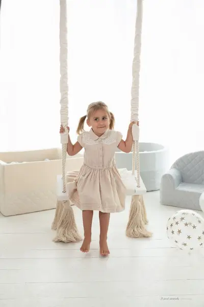 Leagan din lemn si spuma by BabySteps pentru copii WoodSwing catifea Velvet Mint