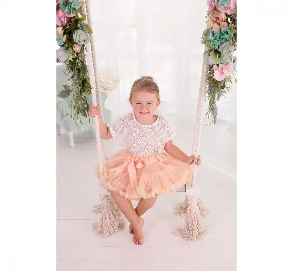 Leagan din lemn si spuma by BabySteps pentru copii WoodSwing catifea Velvet Bej