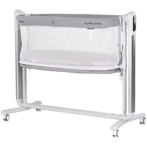 Leagan electric si patut pentru copii Chipolino Ultima cu laterala culisanta grey