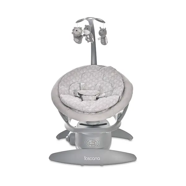 Leagan electric Toscana Grey Trees rotativ, panou muzical, telecomanda