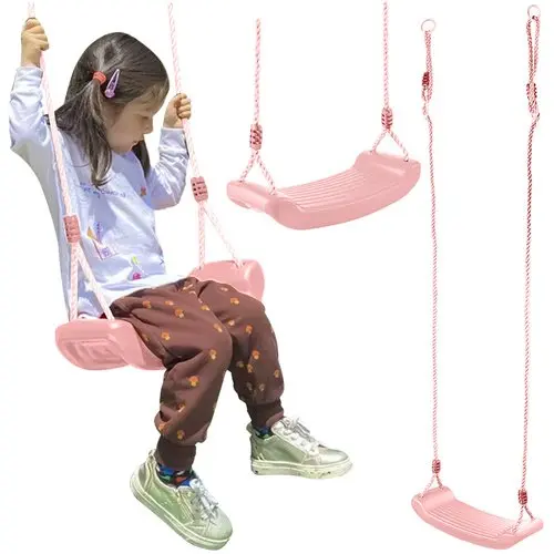 Leagan pentru copii Kruzzel, constructie robusta cu franghii puternice, lungime reglabila 105-175cm, asamblare rapida, sarcina maxima 50 kg, Light Pink