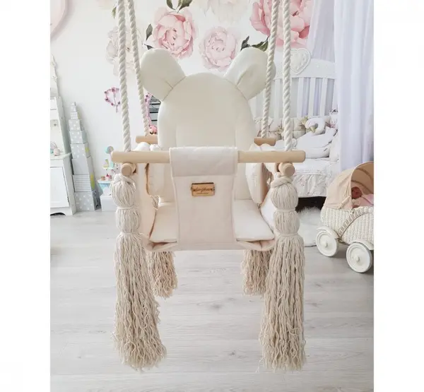 Leagan pentru copii si bebelusi Catifea Velvet perna detasabila ursulet Teddy Mint
