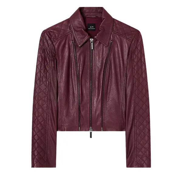 Leather jacket with quilted sleeves Xs