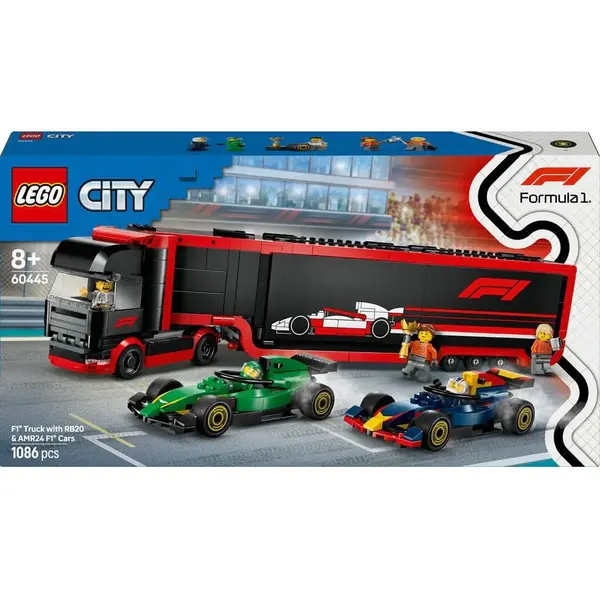 Lego City - Camion F1 cu masinile F1 RB20 si AMR24 60445