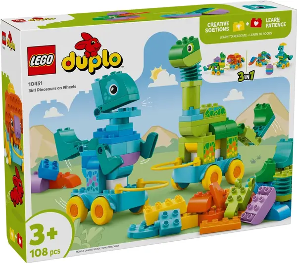 LEGO® DUPLO - Dinozauri pe roti 3 in 1 (10451)