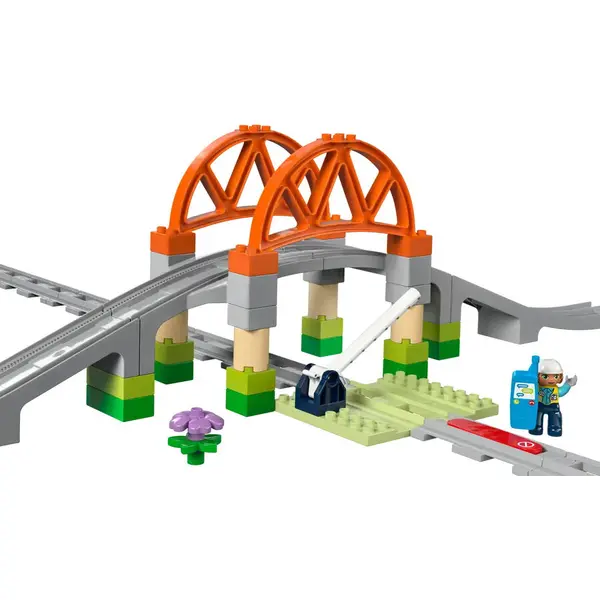 LEGO® Jucarie LEGO DUPLO TOWN, Set de extindere Pod si sine de cale ferata