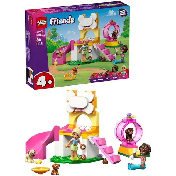 LEGO® Jucarie LEGO® Friends, Loc de joaca pentru catelusi 42665, 66 piese, 4 ani+
