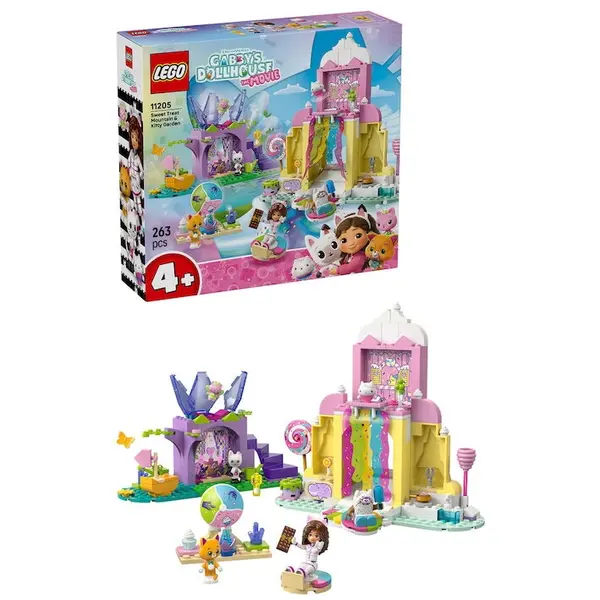 LEGO® Jucarie LEGO® Gabby's Dollhouse, Muntele de dulciuri si gradina Miau-Zanei 11205, 263 piese, 4 ani+