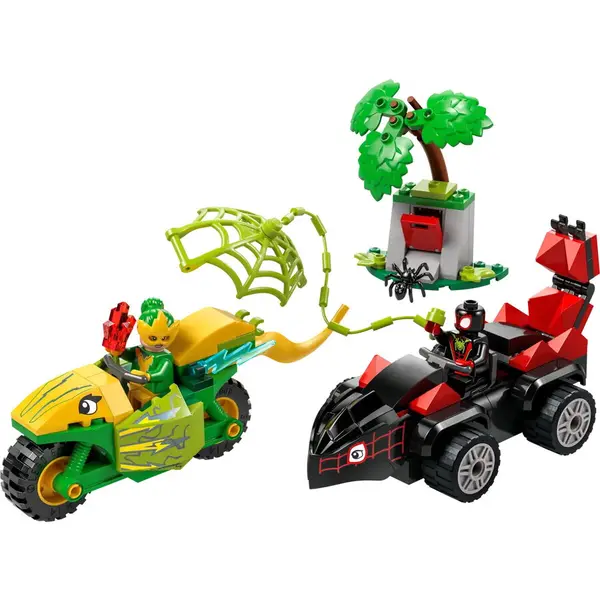 LEGO® Jucarie LEGO MARVEL, Spin si Electro intr-o urmarire cu dino-vehicule