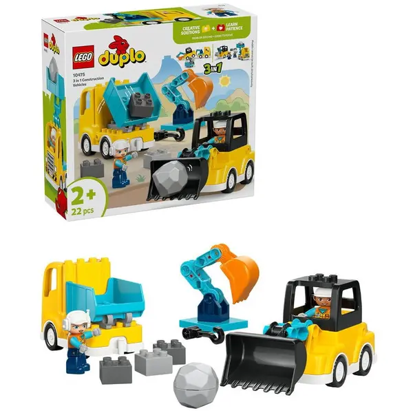 LEGO® LEGO® DUPLO Town - Vehicule de constructii 3 in 1 10475, 22 piese