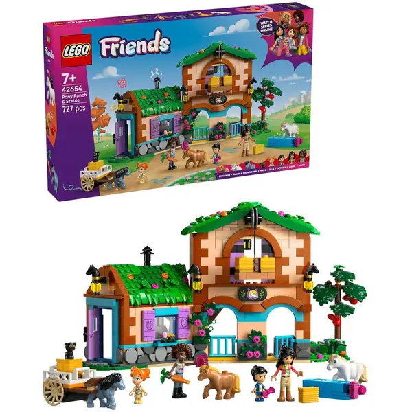 LEGO® LEGO Friends - Ferma si grajd pentru ponei 42654, 727 piese, Multicolor