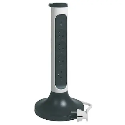 LEGRAND Prelungire turn 4X2P+T intrerupator de suprafata paratrasnet si cablu 2m - alb/gri