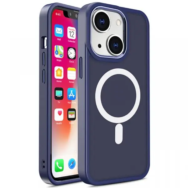 Lemontti Husa Color Matte MagSafe iPhone 15 Albastru