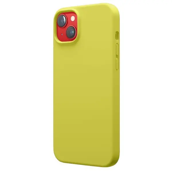 Lemontti Husa Liquid Silicon MagCharge iPhone 14 Galben (protectie 360°, material fin, captusit cu microfibra)
