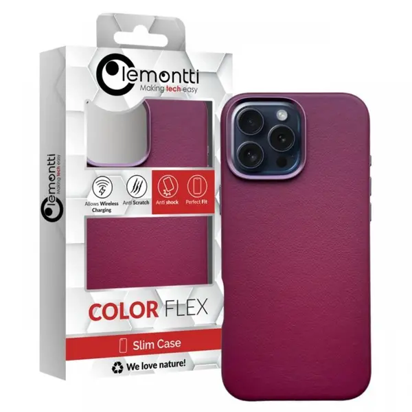 Lemontti Husa Piele MagSafe iPhone 16 Pro Max Visiniu
