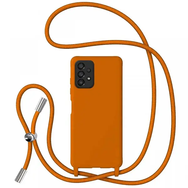 Lemontti Husa Silicon cu Snur Samsung Galaxy A33 5G Portocaliu (protectie 360°, material fin, captusit cu microfibra)