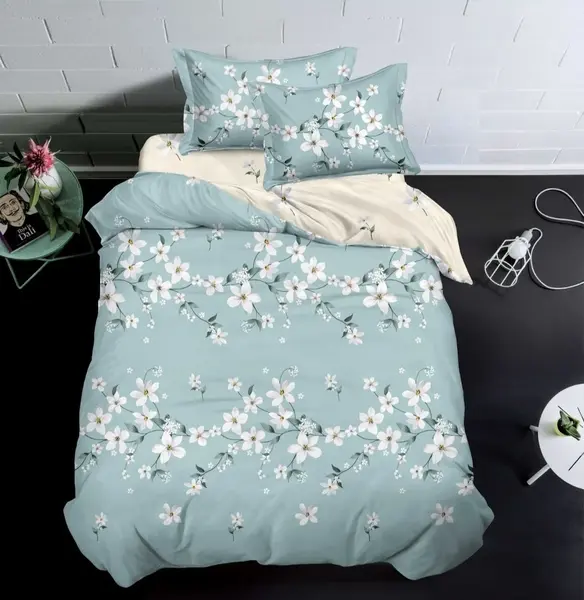 Lenjerie 1 Persoana cu elastic 140x200 Blue Margaret (Finet)
