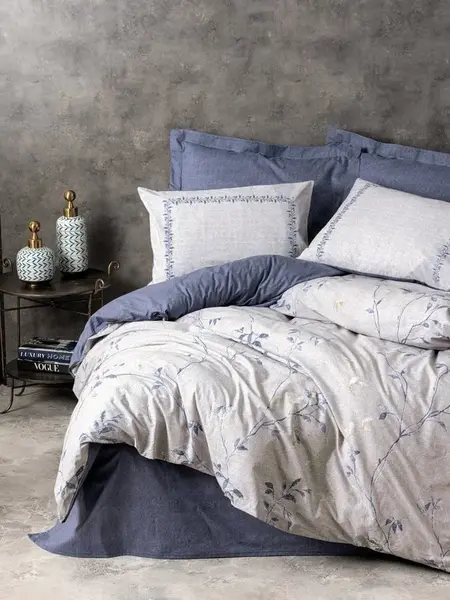 Lenjerie 1 Persoana Nitsa Bleumarin (Bumbac 100%)