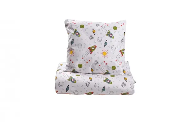 Lenjerie 3 piese model Rachete + Protectie impermeabila patut 120x60 cm