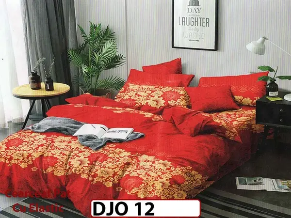 Lenjerie 3D din finet 4 piese 1 Persoana Cearceaf cu Elastec - DJO12