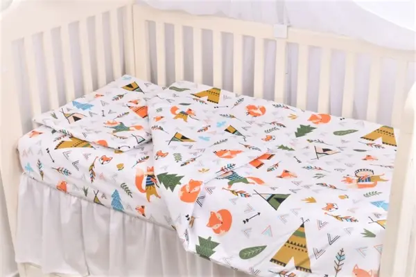 Lenjerie 6 piese patut 120x60 cm bumbac model Animalute