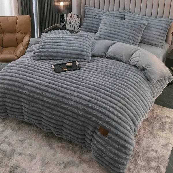 Lenjerie cocolino cu Elastic 180x200 Liny V6 Gri deschis (Cocolino)