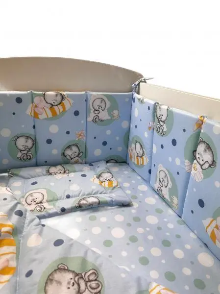 Lenjerie cu 5 piese pentru patut 120x60 cm Micul Ursulet