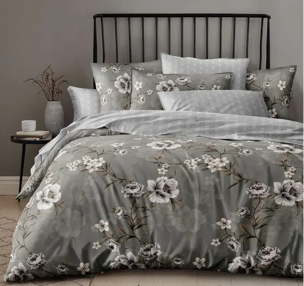Lenjerie cu Elastic 180x200 Nostalgic Bloom (Bumbac Satinat)
