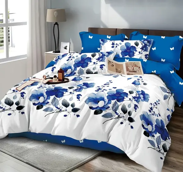 Lenjerie cu Elastic 180x200 Oceanic Garden (Bumbac Satinat)