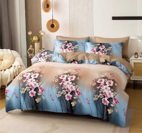 Lenjerie cu Elastic 180x200 Sakura (Bumbac Satinat)