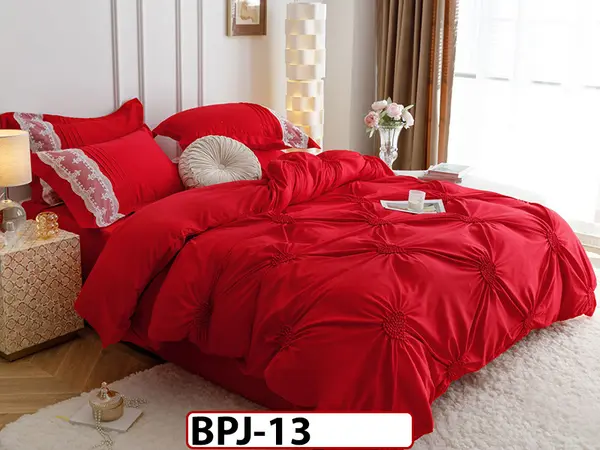 Lenjerie cu Pliuri si Broderie din Bumbac Finetat, 6 piese - BPJ13