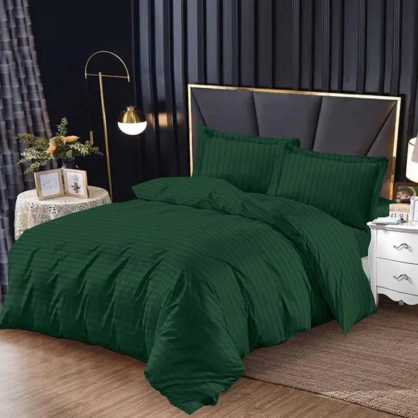 Lenjerie Damasc 1 persoana 140x200 Bright V4 Verde inchis, 4 Piese (Finet)