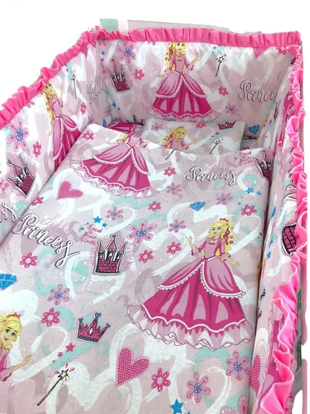 Lenjerie de pat 3 piese cu cearceaf plapumioara si pernuta slim 140x70 cm Croitoria Noastra Princess