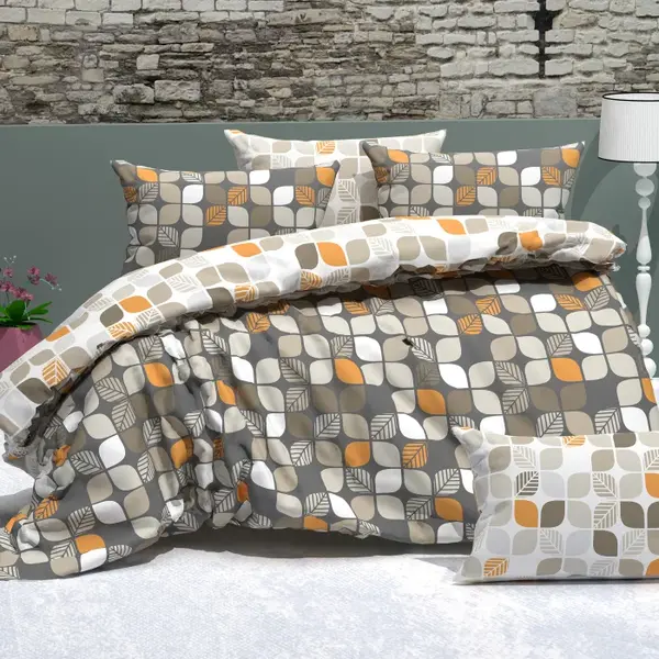 Lenjerie de pat 4 piese, Bumbac Ranforce, cearceaf pat clasic, cearceaf pilota 200x230, 2 fete perna 50x70, 2 fete perna 70x70, RNFN 274