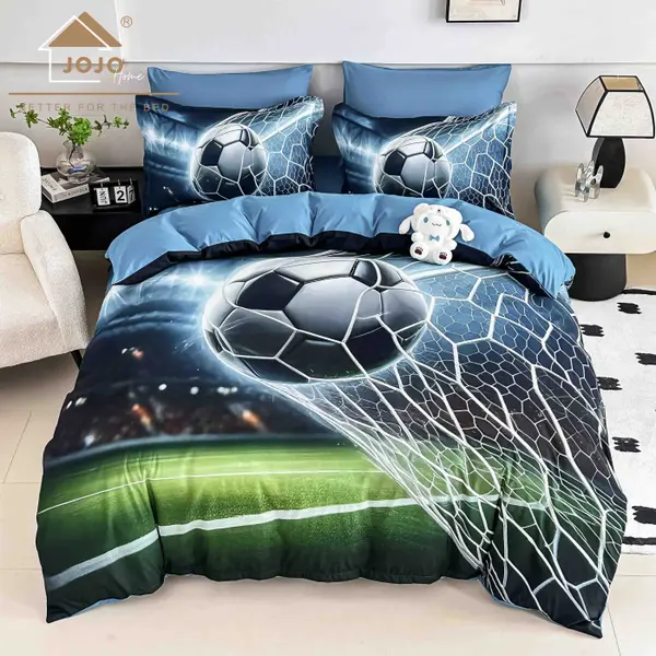 Lenjerie de Pat Bumbac Finet 5D 6 Piese cu Elastic 180x200 , Goal Master
