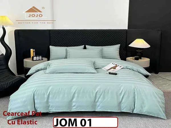Lenjerie de pat Damasc 100% Bumbac 6 Piese - JOM 01