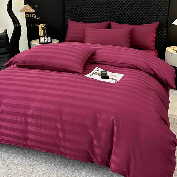 Lenjerie de Pat Damasc Deluxe Luxury, 100% Bumbac Premium, 6 Piese, Cearceaf cu Elastic 180x200 cm, Husa Pilota 200x230 cm, Confort Hotelier 5,