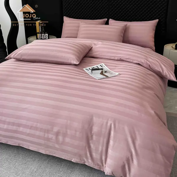 Lenjerie de Pat Damasc Deluxe Luxury, 100% Bumbac Premium, 6 Piese, Cearceaf cu Elastic 180x200 cm, Husa Pilota 200x230 cm, Confort Hotelier 5,