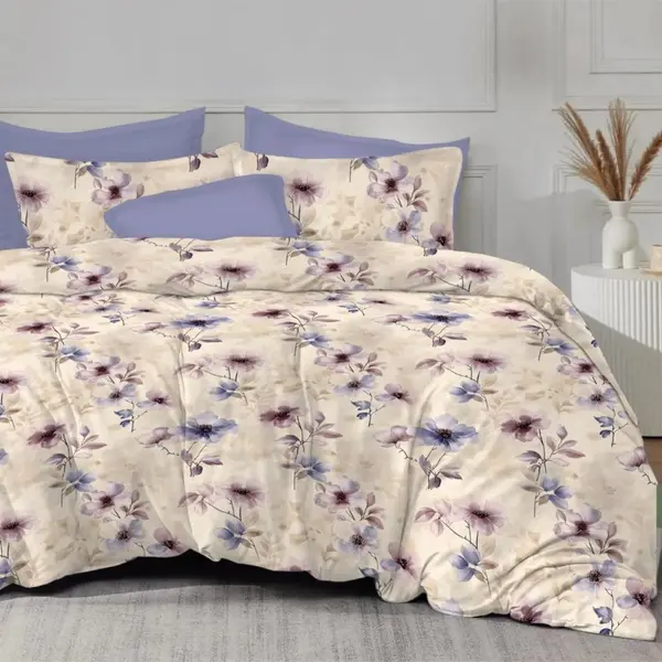 Lenjerie de pat din finet Somnart 6 piese, cearceaf de pat cu elastic Violet Harmony