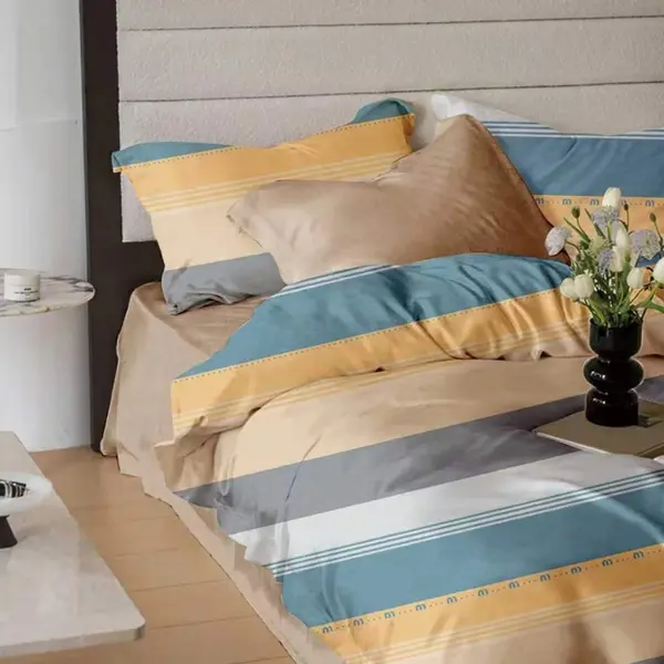 Lenjerie de pat din finet Somnart 6 piese, cearceaf de pat cu elastic Extra Golden Coast