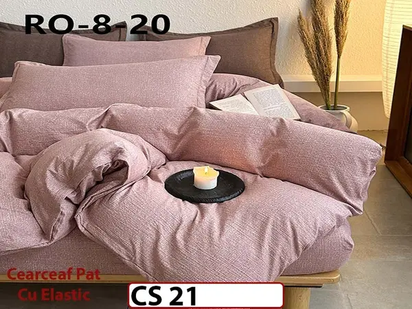 Lenjerie de pat dublă 4 piese, cu imprimeu modern, material fin și răcoros CS 21