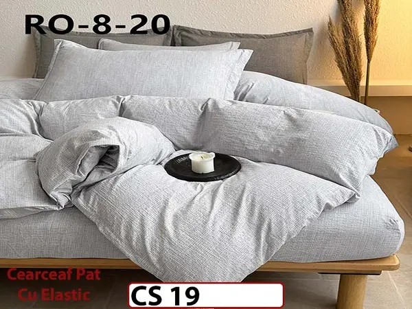 Lenjerie de pat dublă 4 piese, cu imprimeu modern, material fin și răcoros CS 19