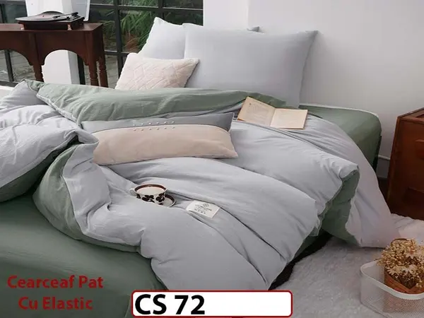 Lenjerie de pat dublă 4 piese, cu imprimeu modern, material fin și răcoros CS 72