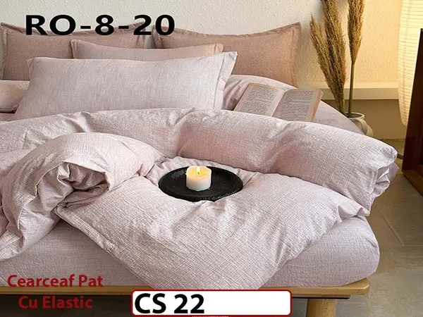 Lenjerie de pat dublă 4 piese, cu imprimeu modern, material fin și răcoros CS 22