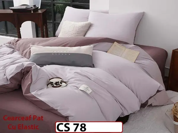 Lenjerie de pat dublă 4 piese, cu imprimeu modern, material fin și răcoros CS 78